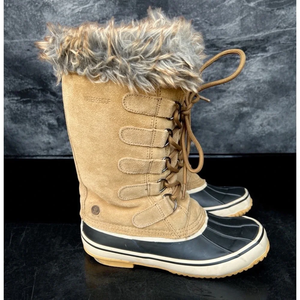 NORTHSIDE Kathmandu Women Sz 6 Faux Fur Mid Calf Boots Thinsulate 3m Gingerbread